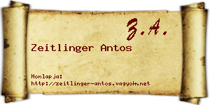 Zeitlinger Antos névjegykártya